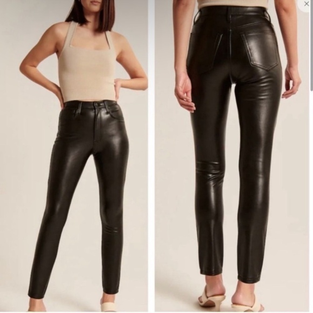 NWT Abercrombie & Fitch Faux Leather The Skinny High Rise Pants Black 00s/24